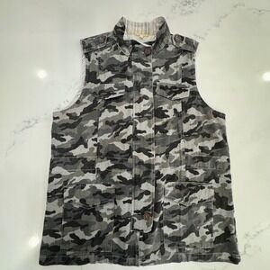 Mystree Camo Utility‎ Vest Womens L Sleeveless Military Jacket Streetwear Gray